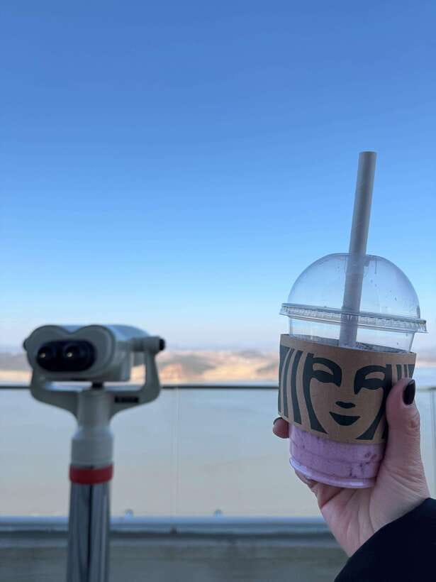 From Seoul: Aegibong Starbucks Observatory & DMZ View - Starbucks on the top floor at Aegibong Peace Park
