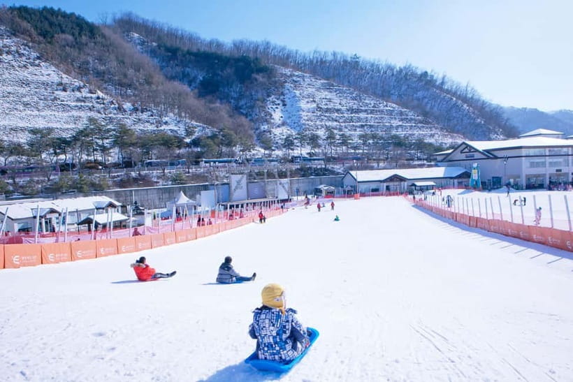 Seoul: Full-Day Winter Trip Ski Resort, Ice Valley, Namiseom - Picking the right Elysian option: Ski+MovingWalk vs Ski+Lift vs free time